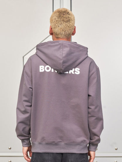 Typography Printed Hooded Long Sleeves Cotton Pullover Sweatshirt