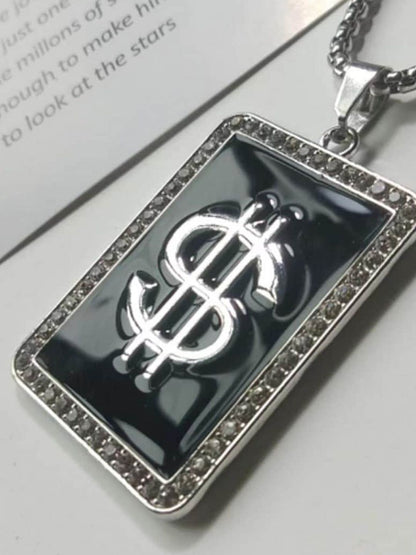 SALTY Stainless Steel Square Pendant With Chain