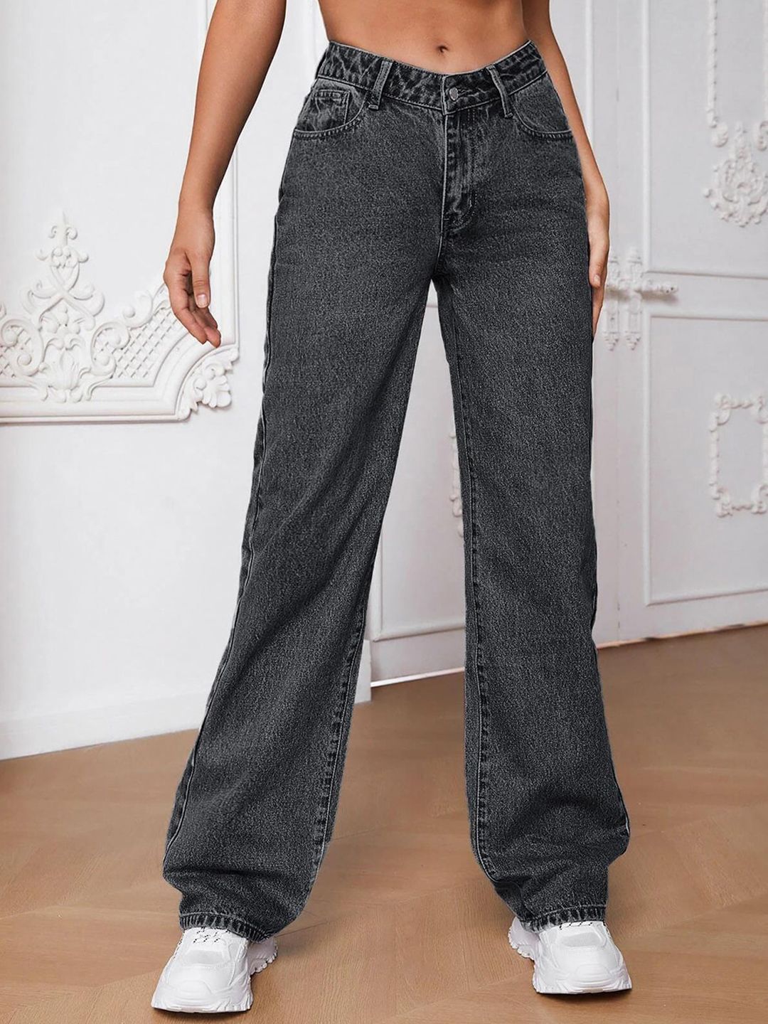 Women Jean Light Fade Wide Leg Stretchable Jeans