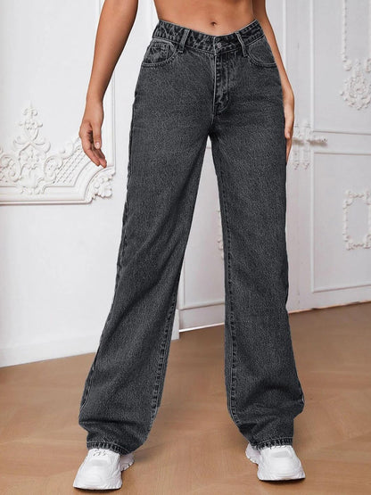 Women Jean Light Fade Wide Leg Stretchable Jeans
