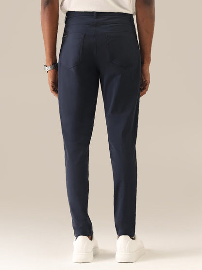 Men's Navy Blue Solid Regular Fit The Legendary Pants