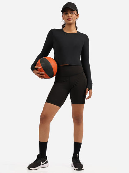 Women Skinny Fit High-Rise Cycling Sports Shorts