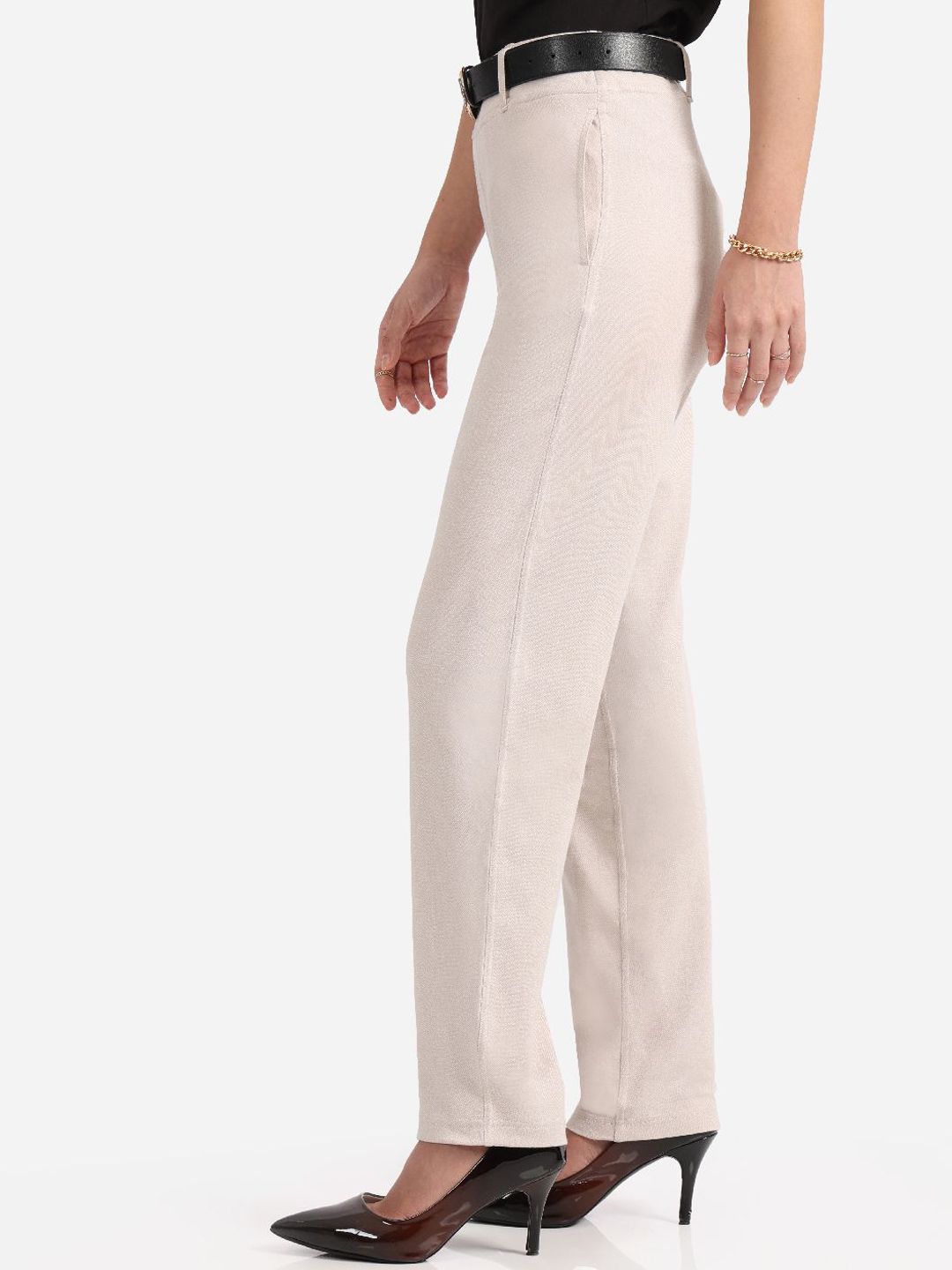 Women Straight Fit High-Rise Formal Trousers