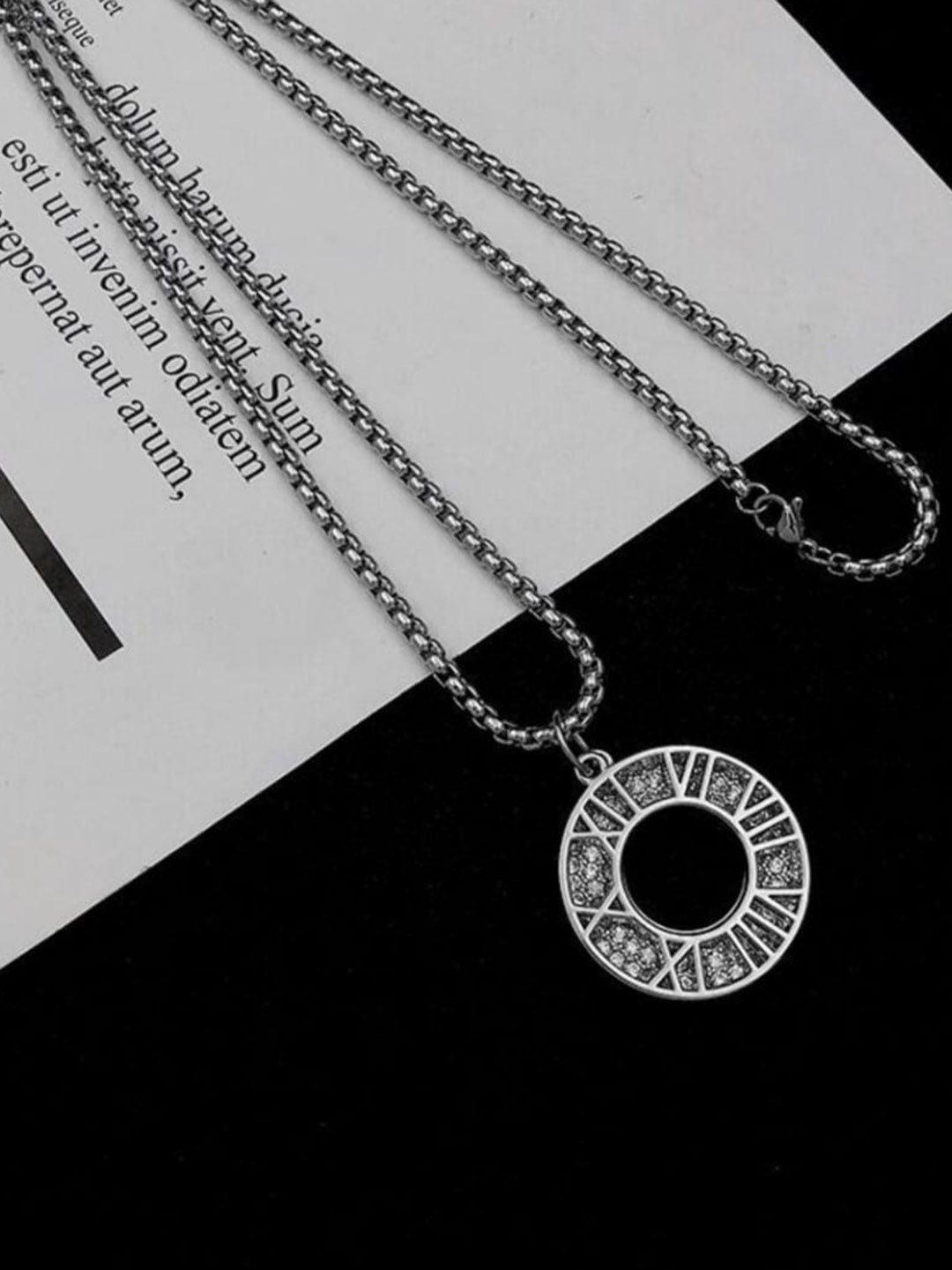 SALTY Silver-Plated Circular Pendant With Chain