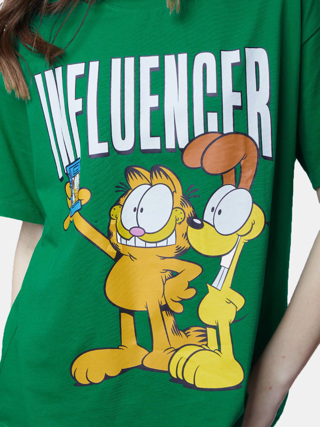 Women Oversized Garfield Green Tshirts