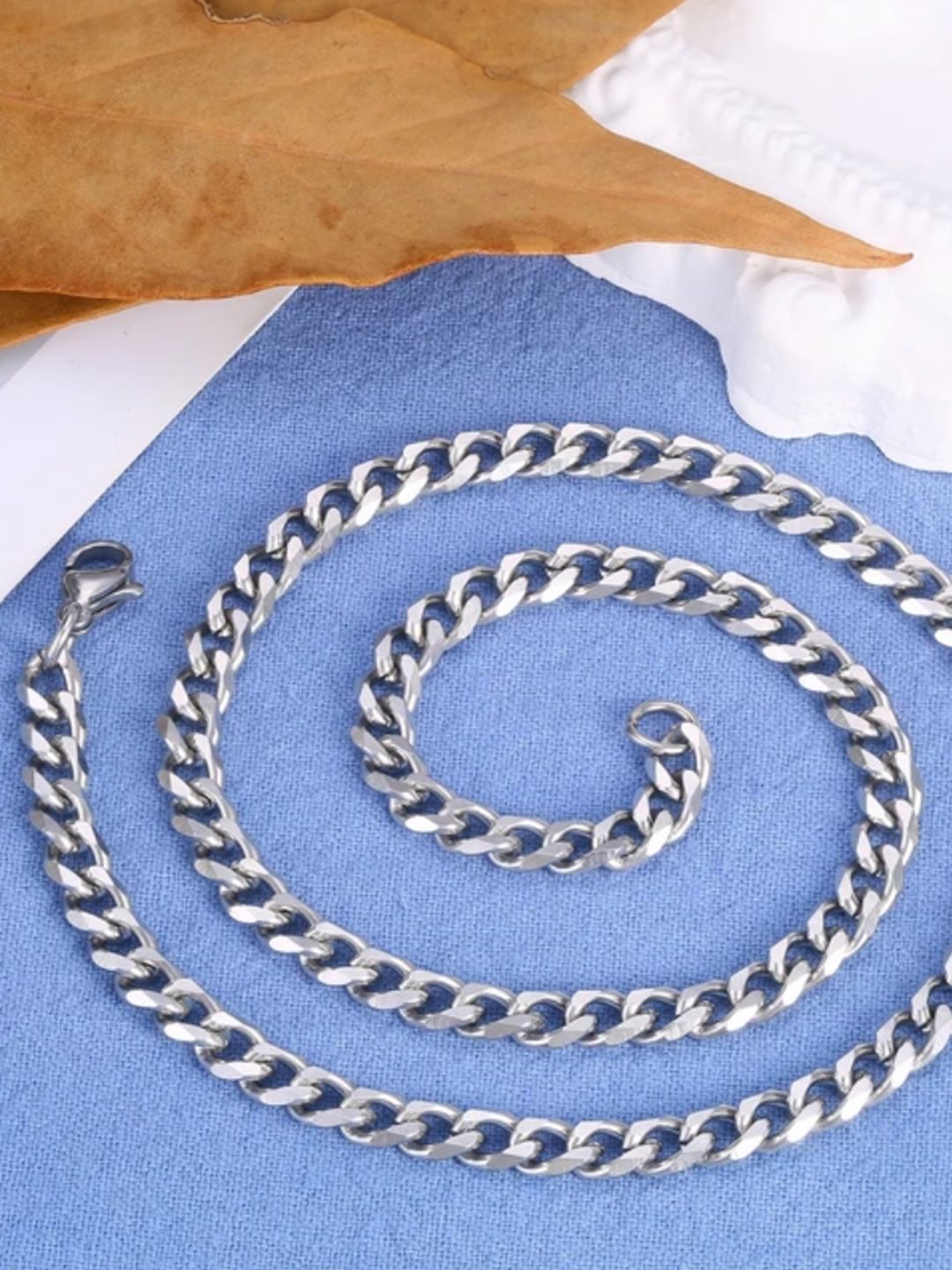 SALTY Men Silver-Toned Minimal Chain