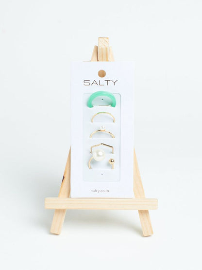 SALTY Set Of 5 Modern Maven Stylish Adjustable Finger Ring