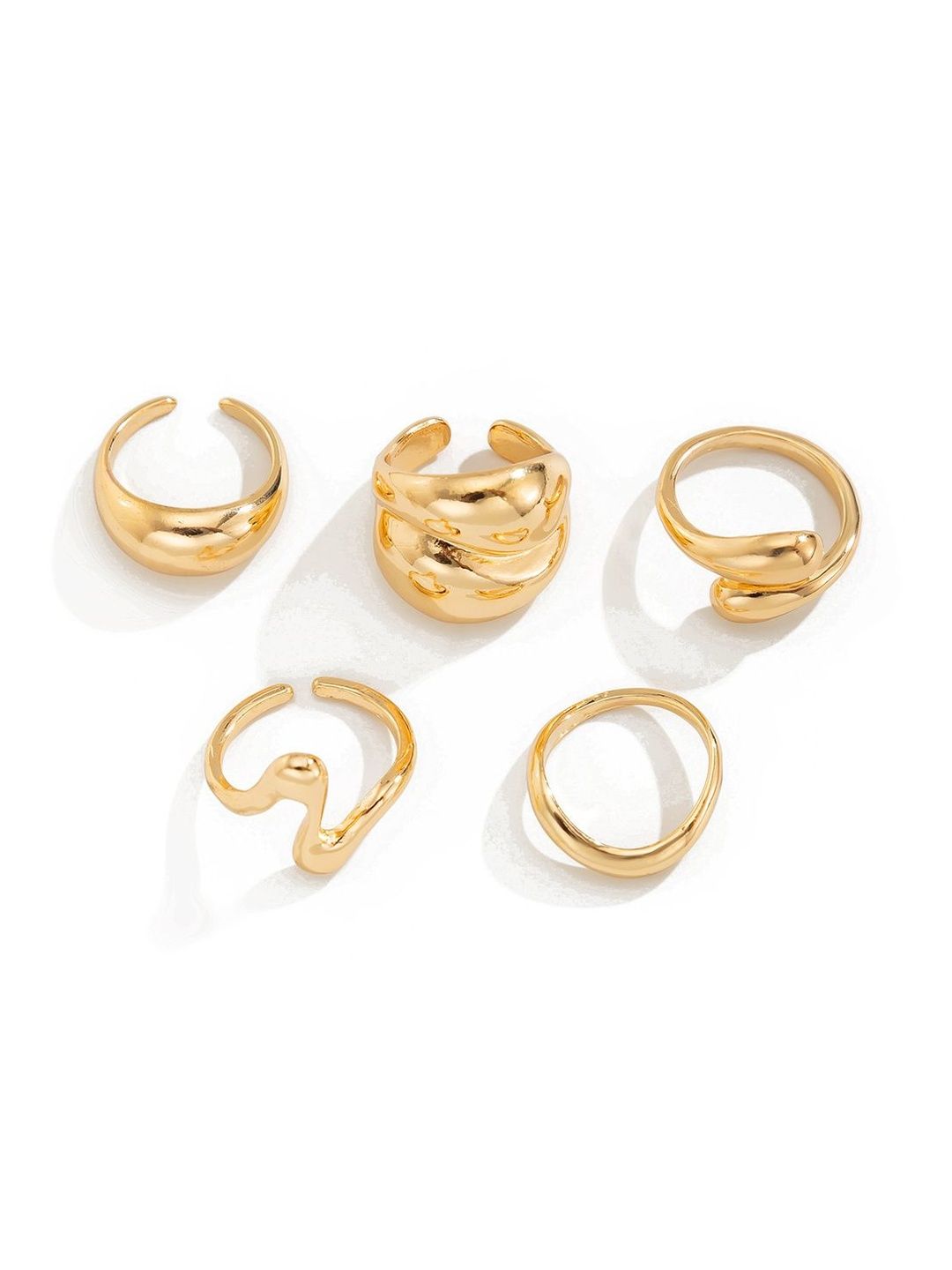 Set of 5 Gold-Plated Finger Ring