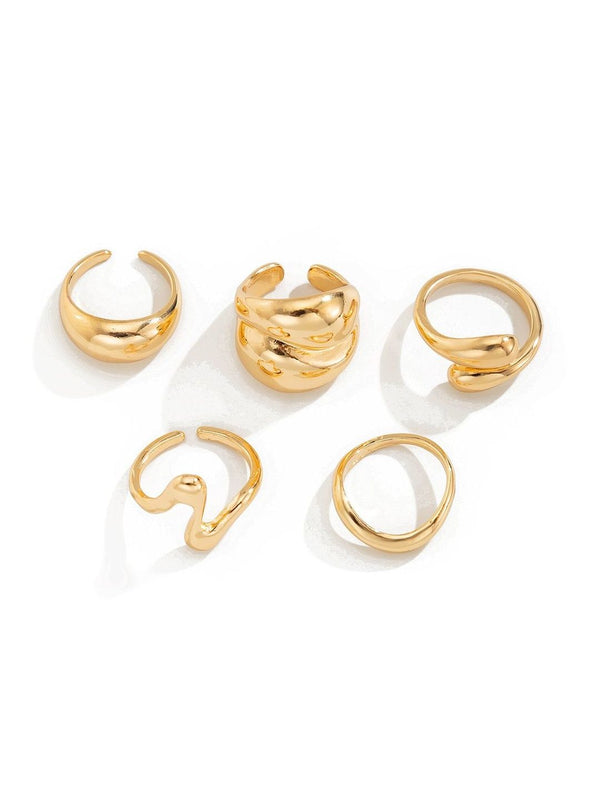 Set of 5 Gold-Plated Finger Ring