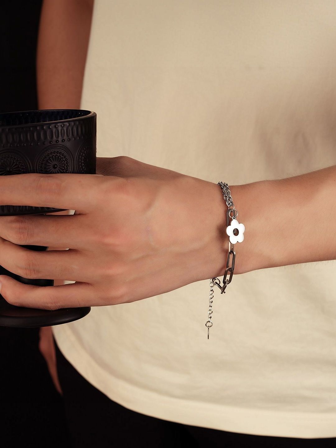 Men Handcrafted Silver-Plated Link Bracelet