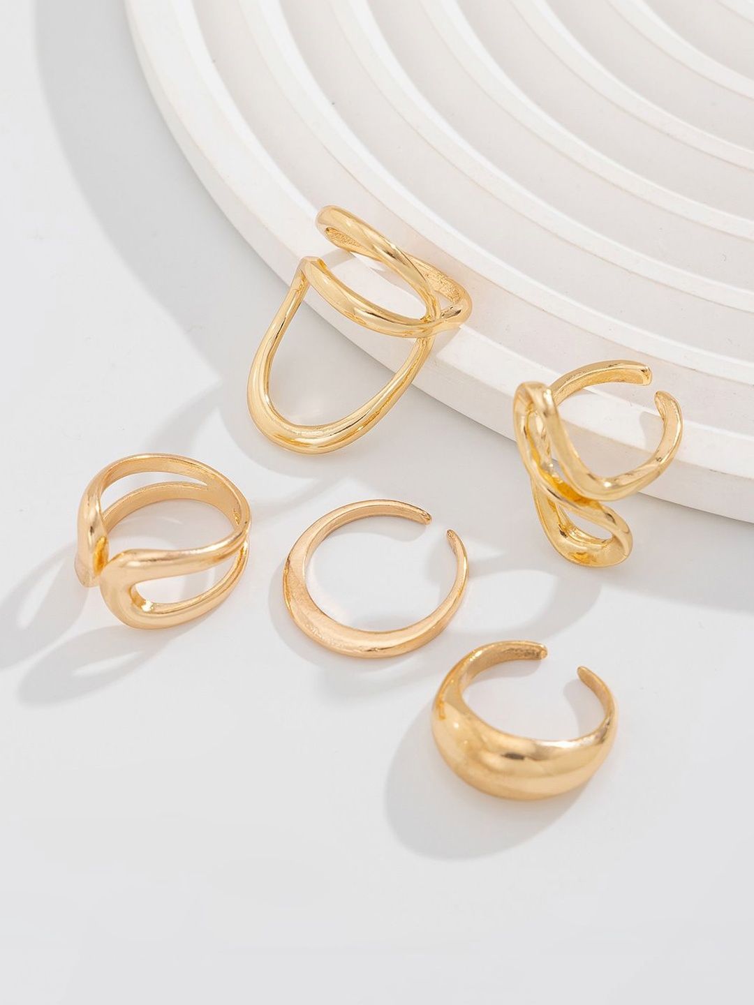 Set of 5 Gold-Plated Finger Ring