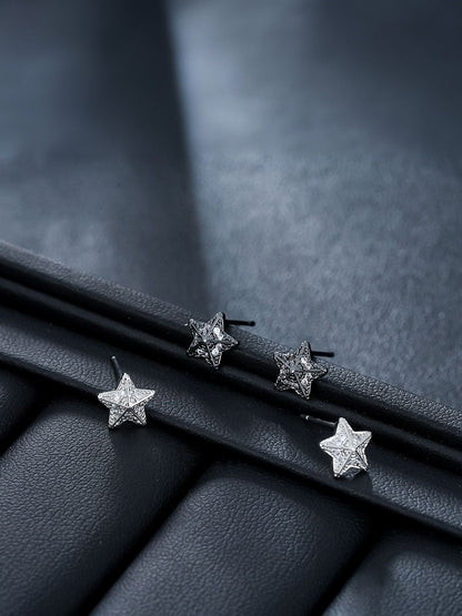 Men Copper Plated Zircon Studded Star Shaped Studs