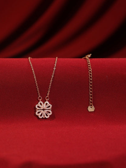 SALTY 2-Way Multi Wearing Magnetic Heart Clover Necklace for Women