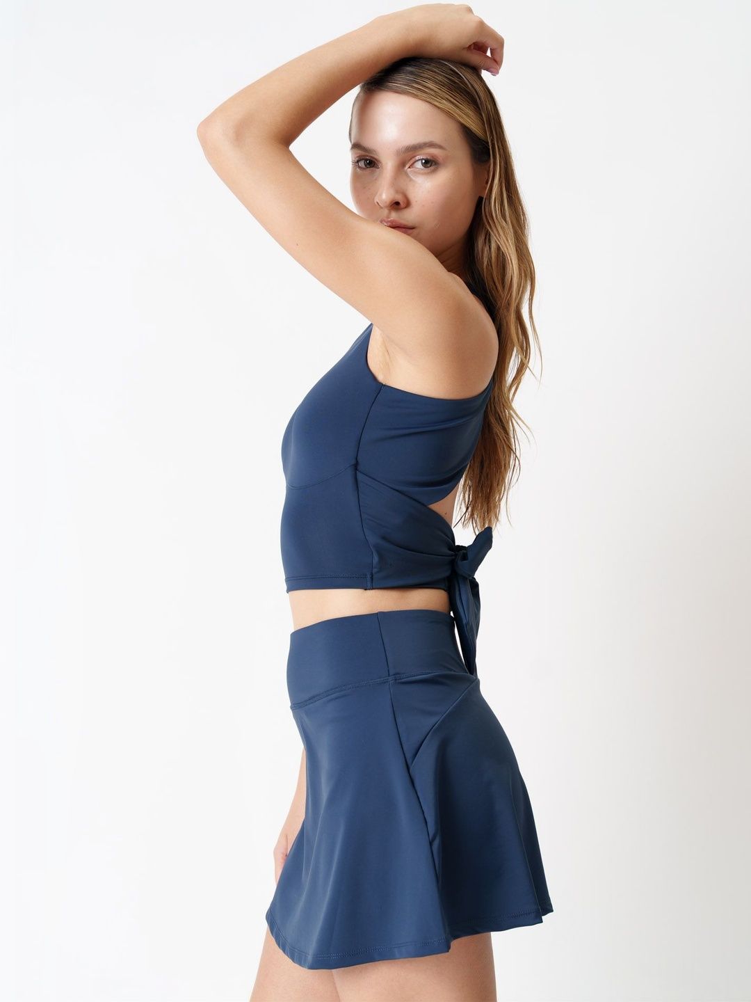 Navy Tieback Swim Top