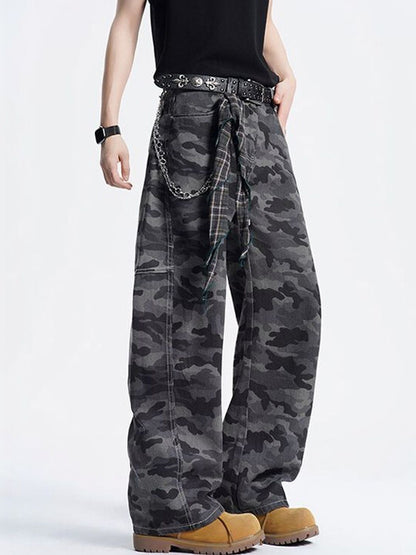 Men Wide Leg Mid-Rise Jeans