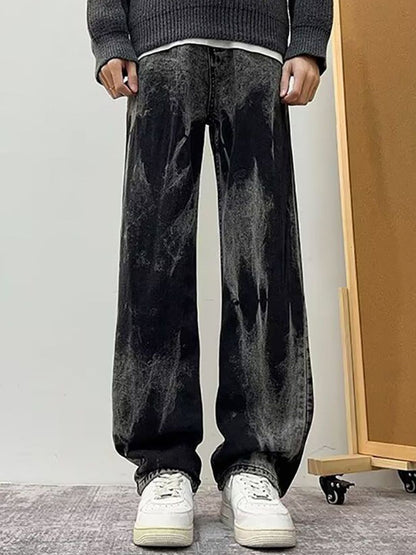 Men Wide Leg Mid-Rise Jeans
