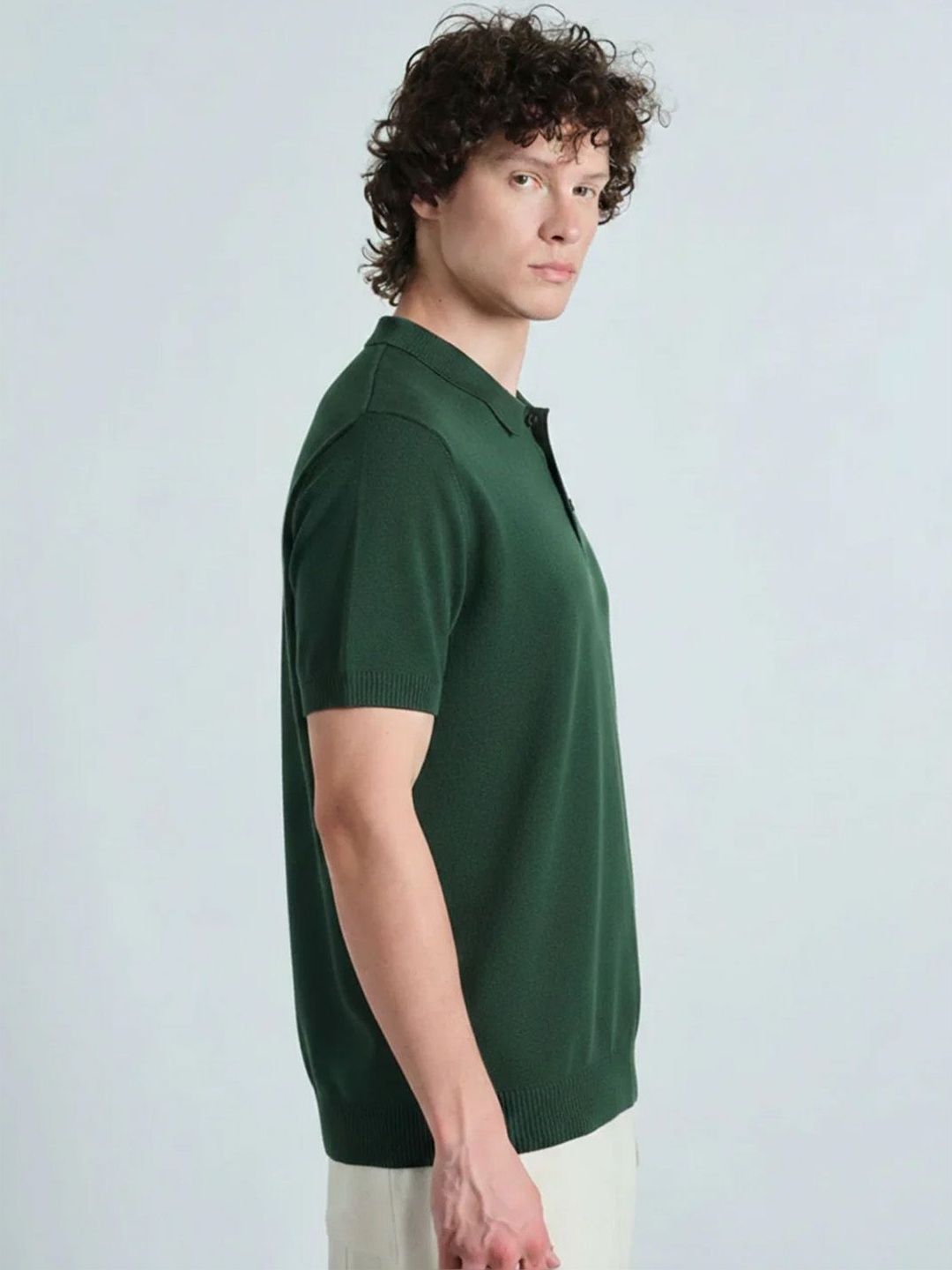 Men Polo Collar Short Sleeve T-shirt
