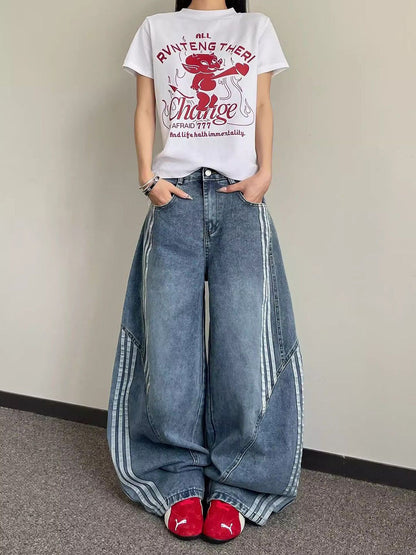 Women Mid-Rise Wide Leg  Jeans