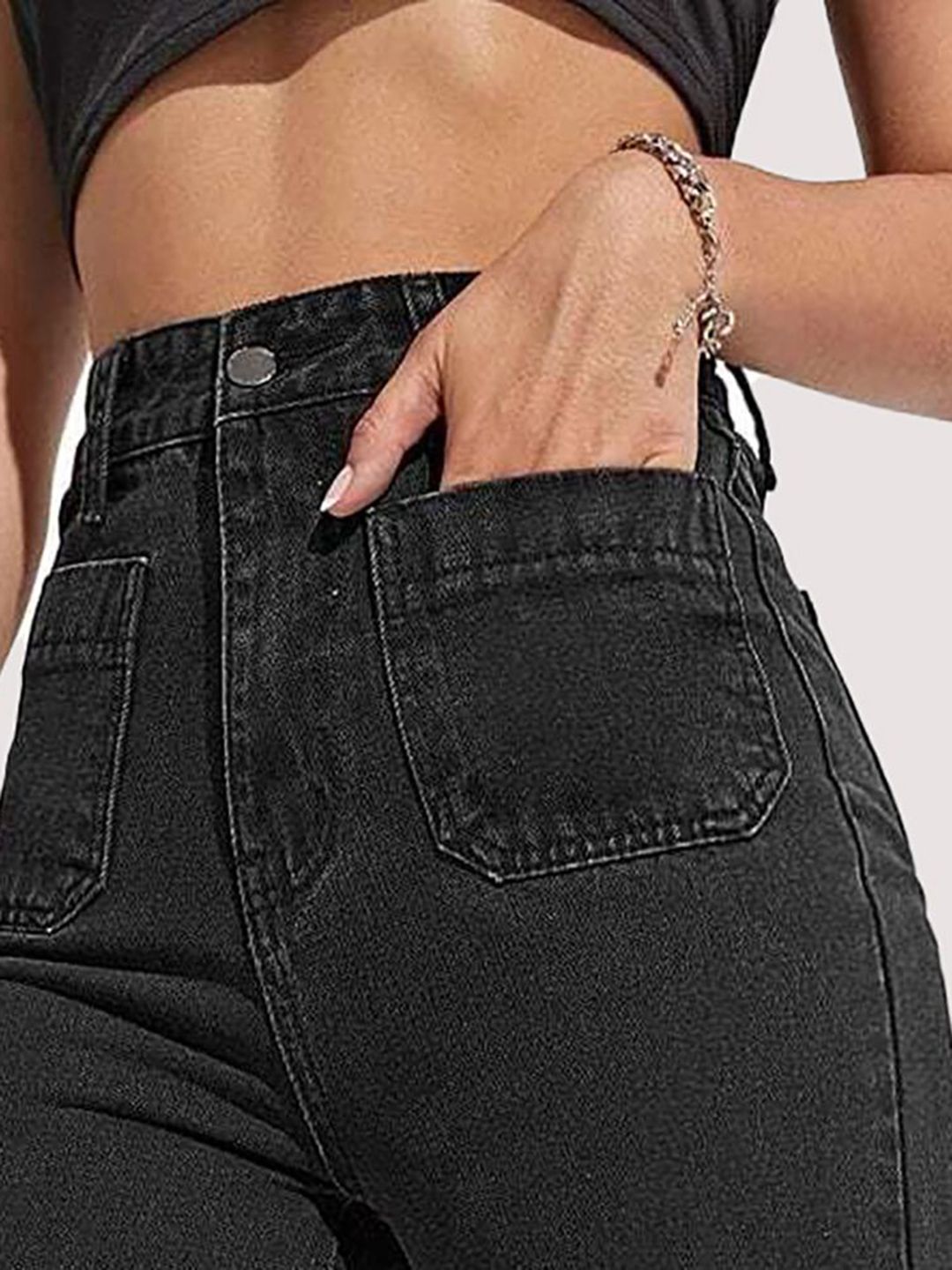 Women Cotton Straight Fit High-Rise Stretchable Jeans