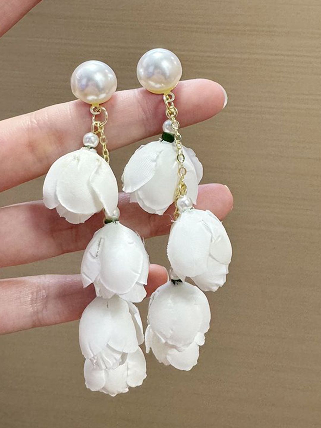 Pearls Beaded Floral Shaped Drop Earrings
