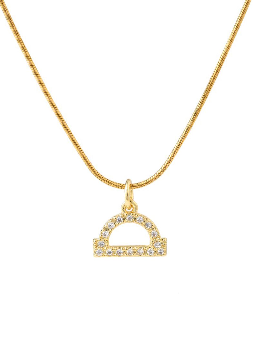 SALTY Circular Artificial Stone Studded Pendant with Chain