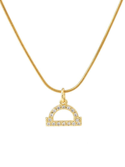 SALTY Circular Artificial Stone Studded Pendant with Chain