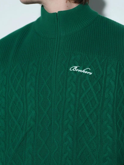Alpine Moss Cable Knit Vest