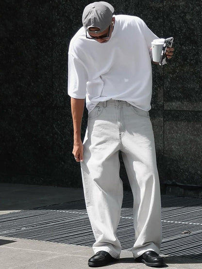 Men Low-Rise Cotton Baggy Jeans