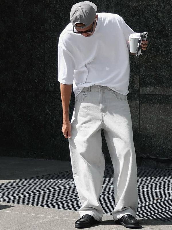 Men Low-Rise Cotton Baggy Jeans