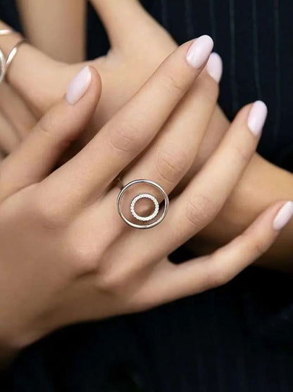 SALTY Women & Girls Artificial Stones Studded Glamour Twist Diamond Ring