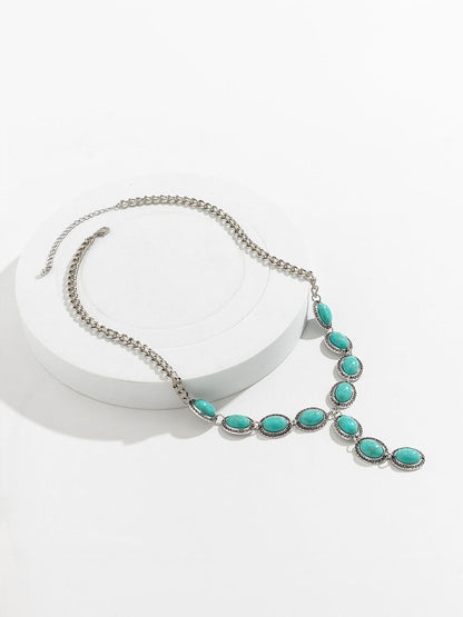 Silver-Plated Artificial Stone Studded Statement Necklace