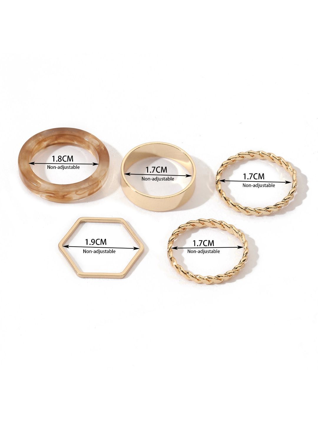 SALTY Set Of 5 Lushy Mushy Stylish Adjustable Finger Ring