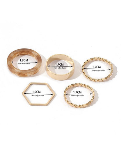 SALTY Set Of 5 Lushy Mushy Stylish Adjustable Finger Ring
