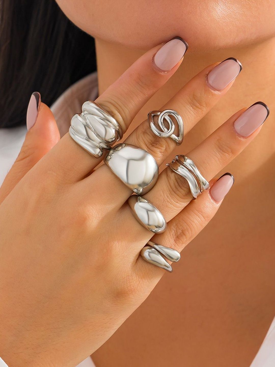 Set of 6 Silver-Plated Finger Ring
