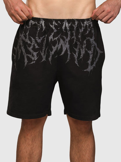 Men Printed Acid Wash Regular Fit Sports Shorts