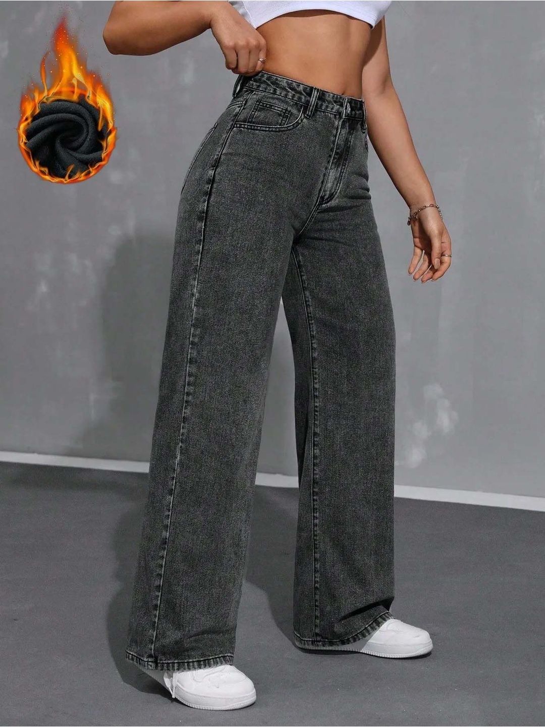 Women Comfort Wide Leg High-Rise Light Fade Stretchable Jeans