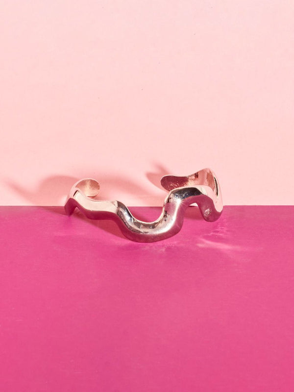 SALTY Women Stylish Silver Undulating Cuff Bracelet