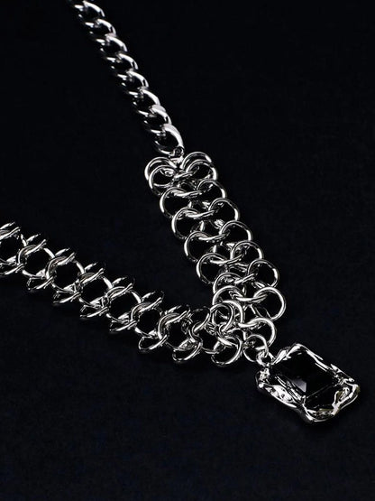 SALTY Stainless Steel Stone-Studded Textured Chain