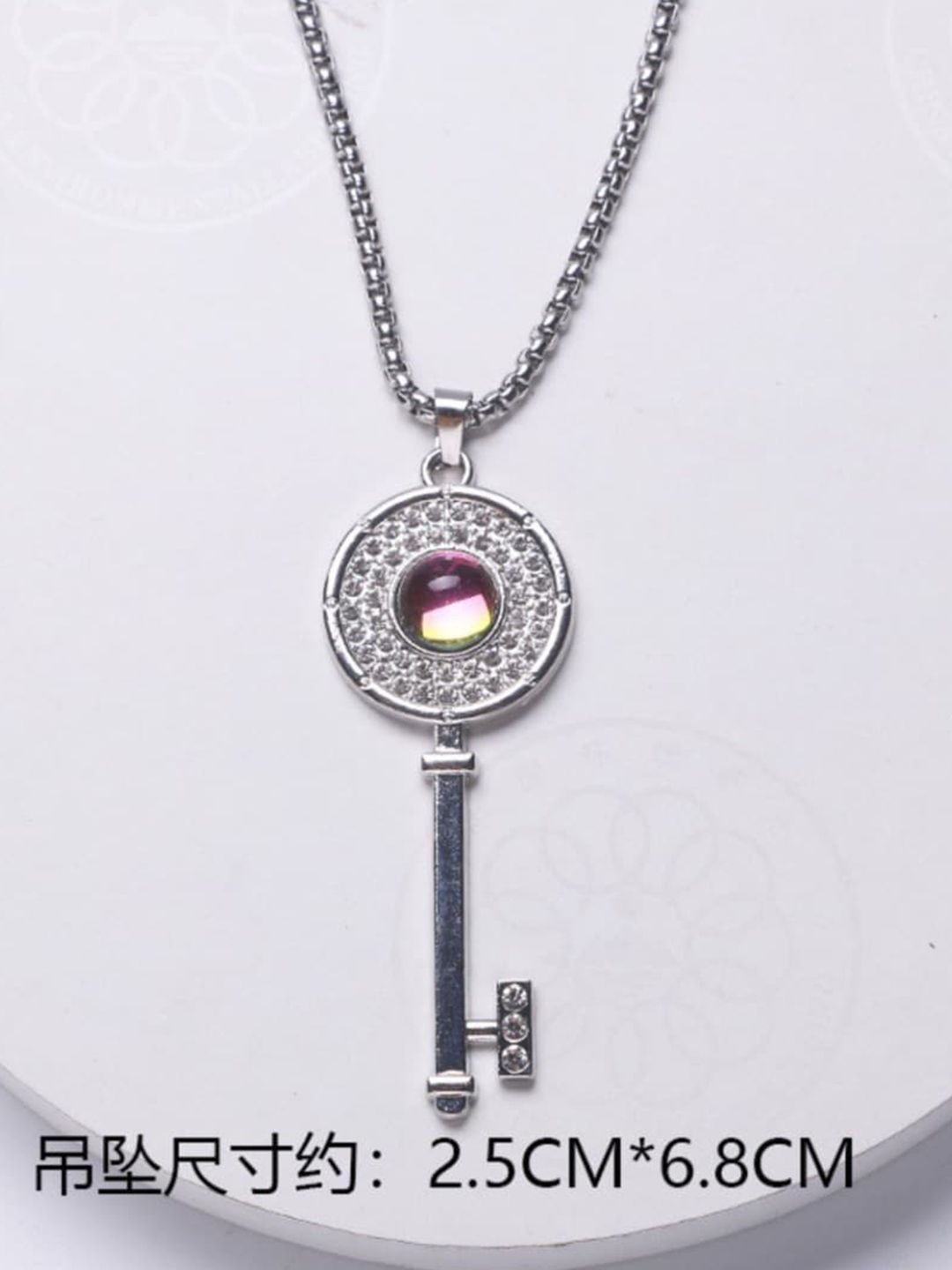 SALTY Stainless Steel Stone Studded Circular Pendant With Chain