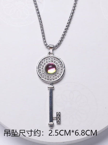 SALTY Stainless Steel Stone Studded Circular Pendant With Chain