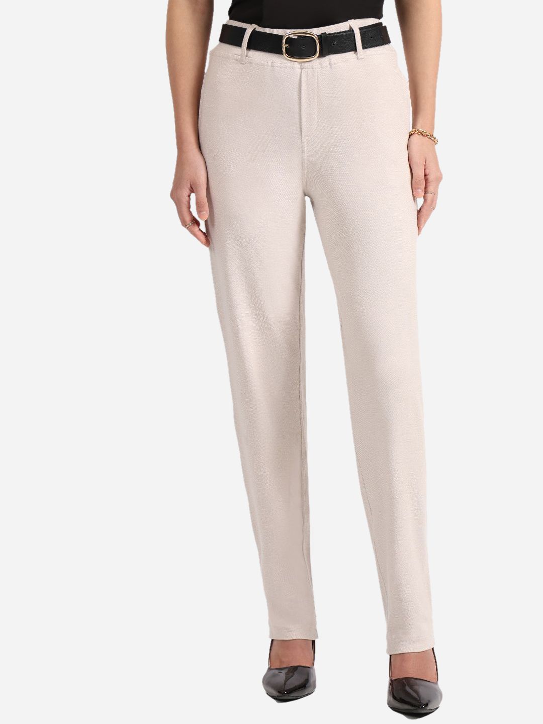 Women Straight Fit High-Rise Chinos Trousers