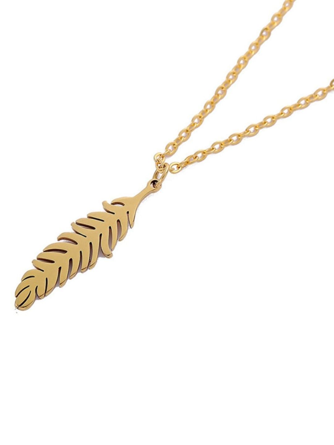 SALTY Stainless Steel Feather Shaped Pendant With Chain