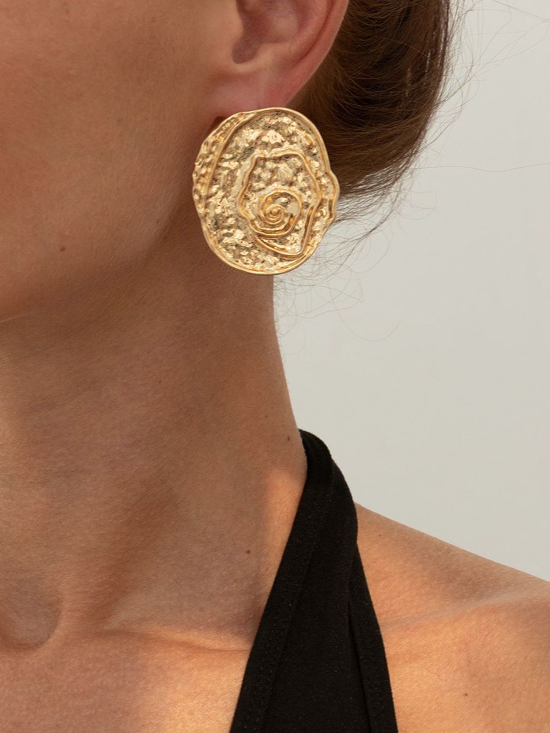 Gold-Plated Oval Shaped Studs