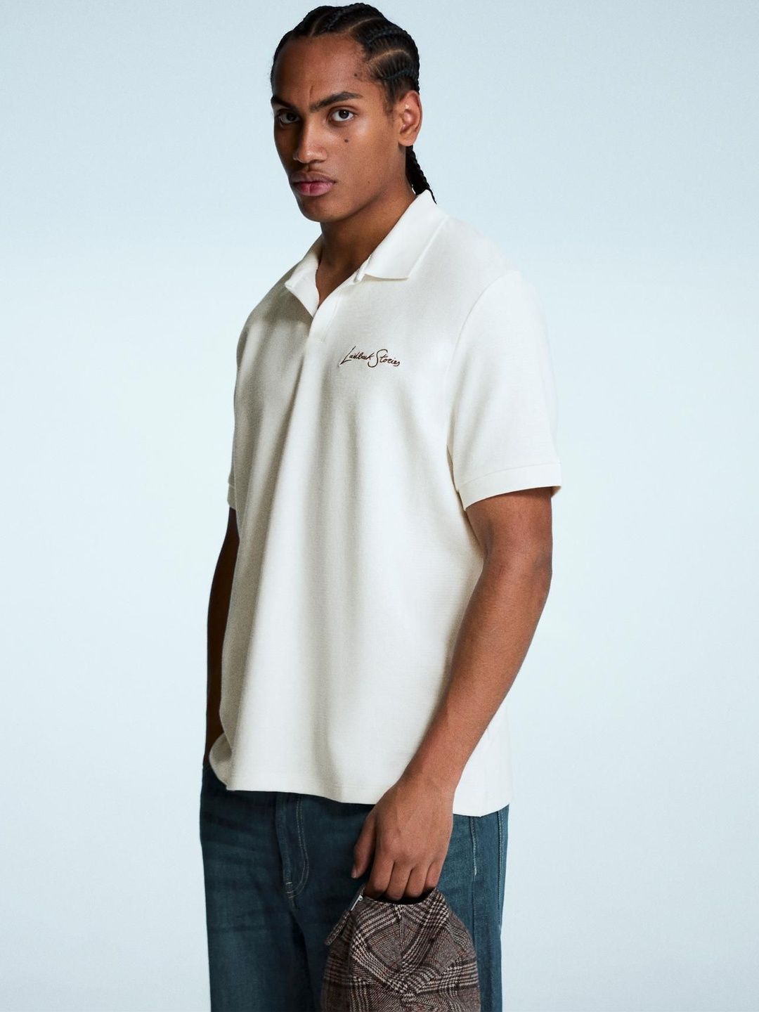 Embroidered structured short sleeve polo shirt