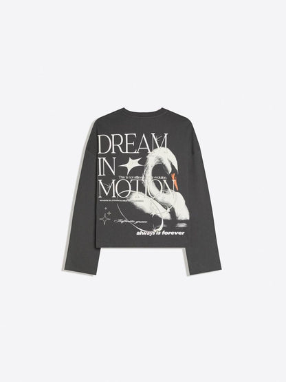 Oversize long-sleeve print T-shirt