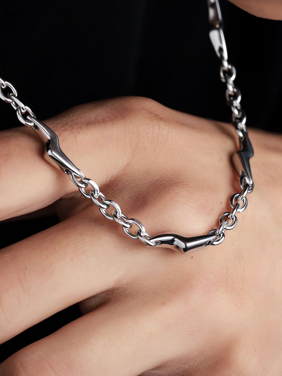 Stainless Steel Silver-Plated Minimal Necklace