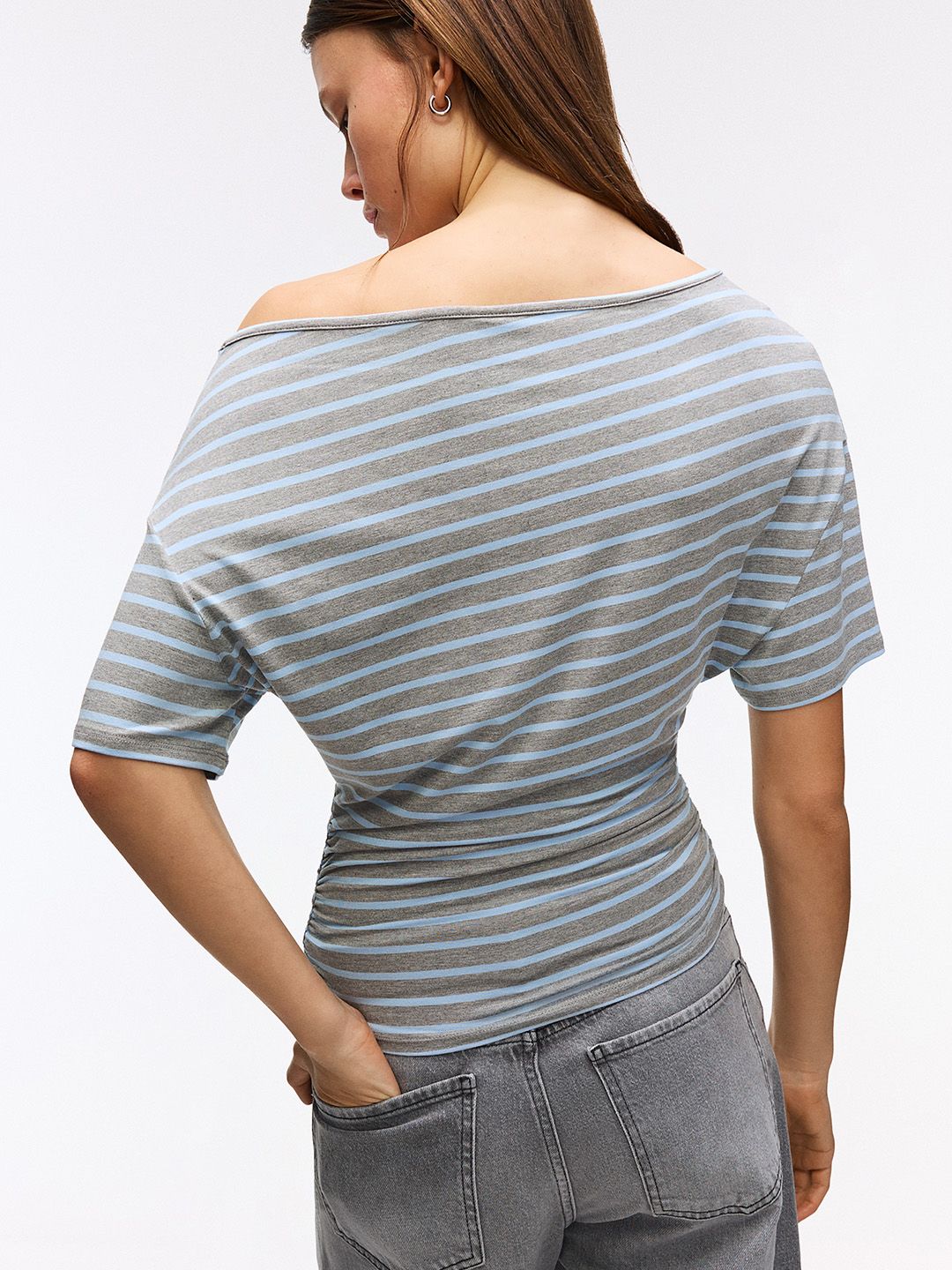 Asymmetric print short sleeve T-shirt