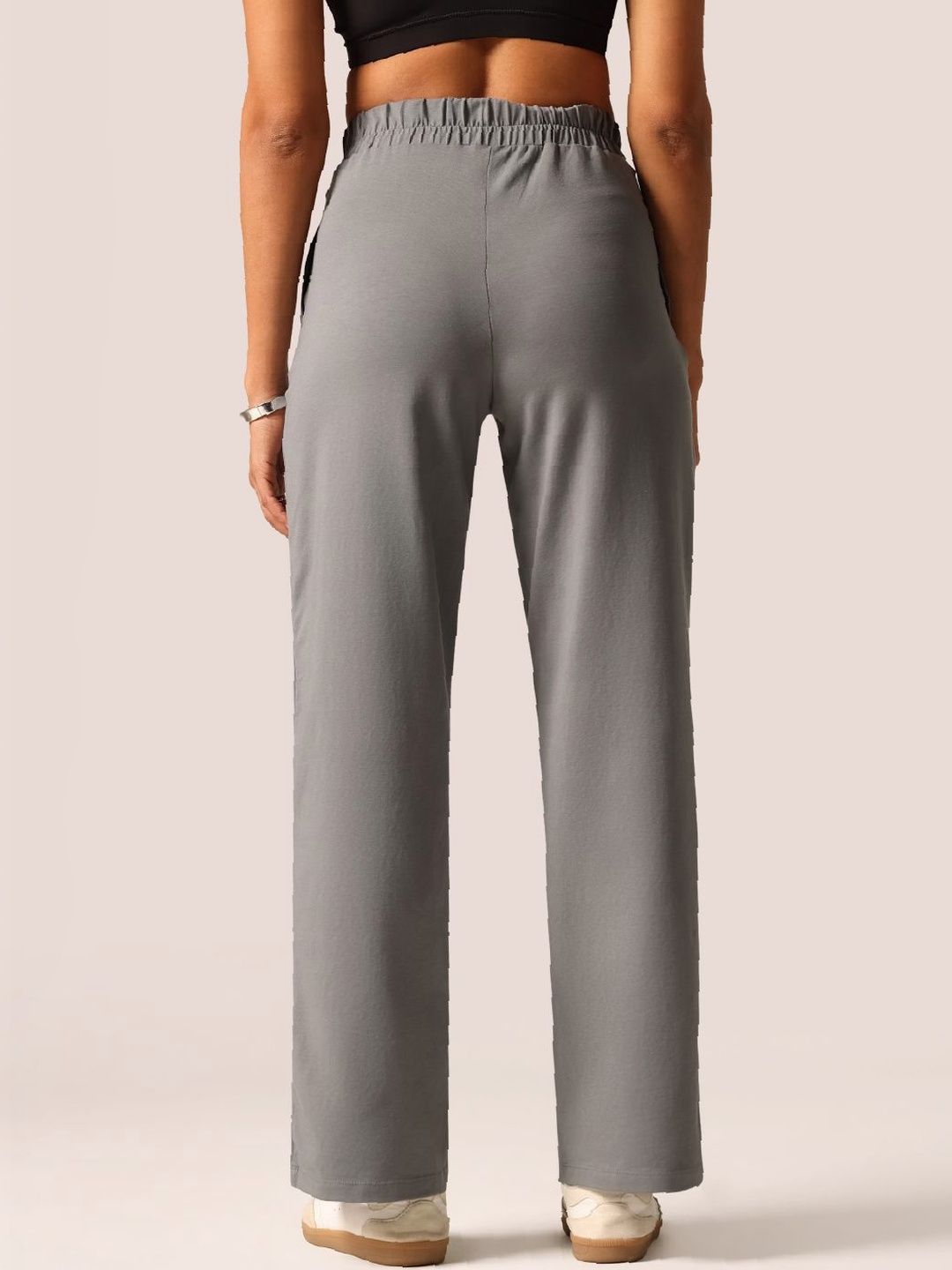 Women Grey Cotton Wide Legged Pants - Tall