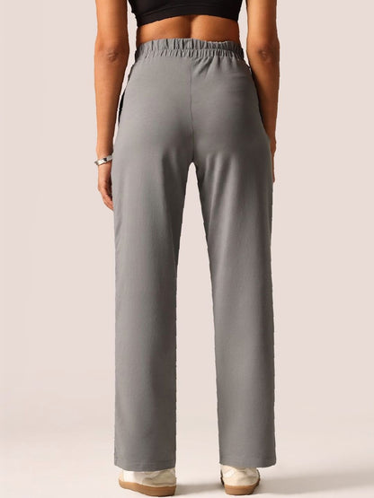 Women Grey Cotton Wide Legged Pants - Tall