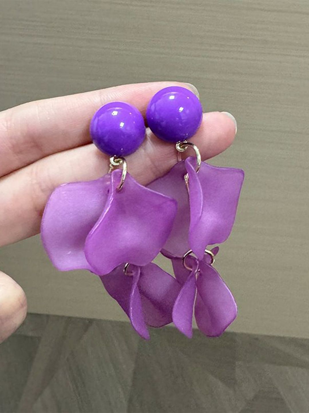 Artificial Beads Beaded Leaf Shaped Drop Earrings